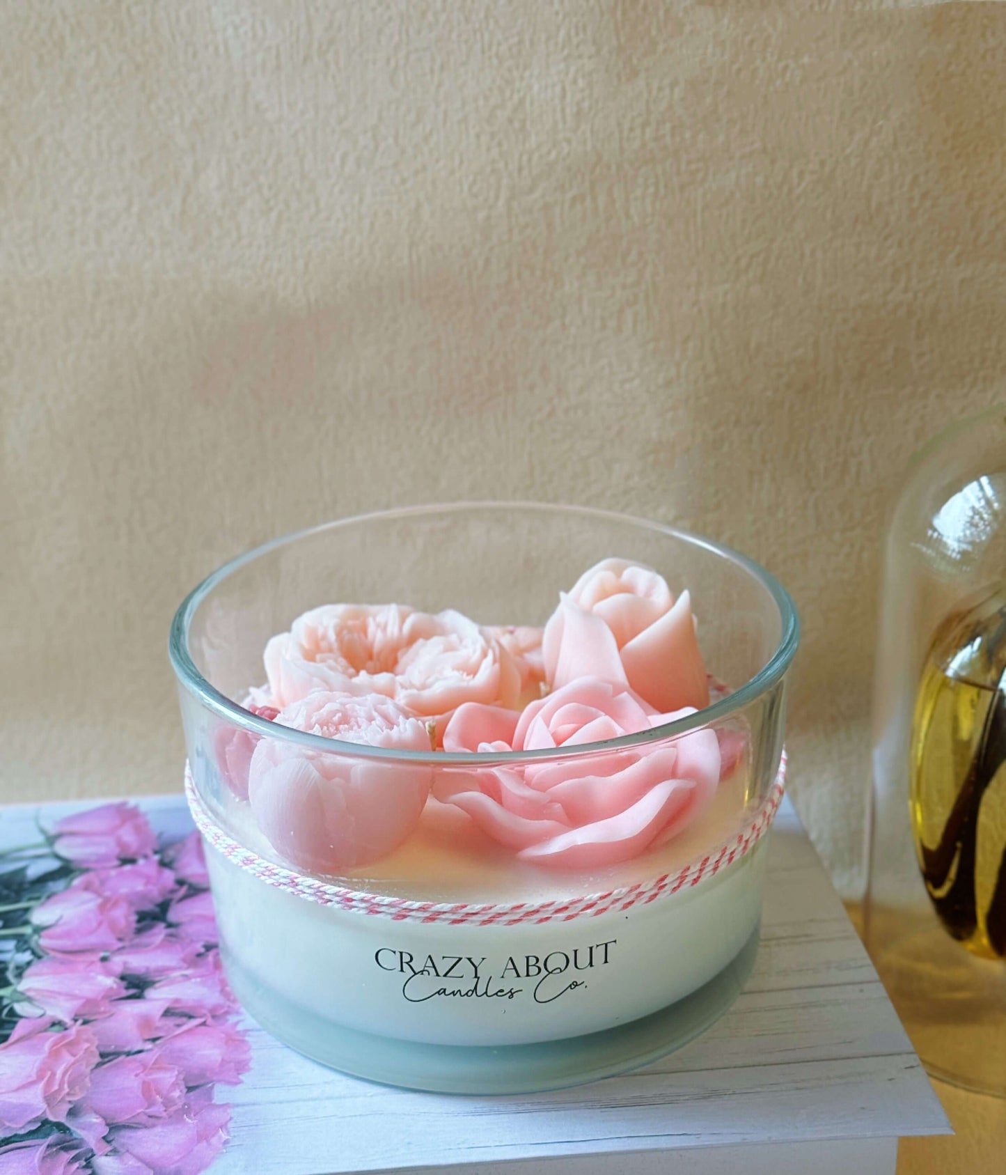 Large Rose-in-a-Jar Soy Candle – 16 oz | 60+ Hr Burn | 12 Scents